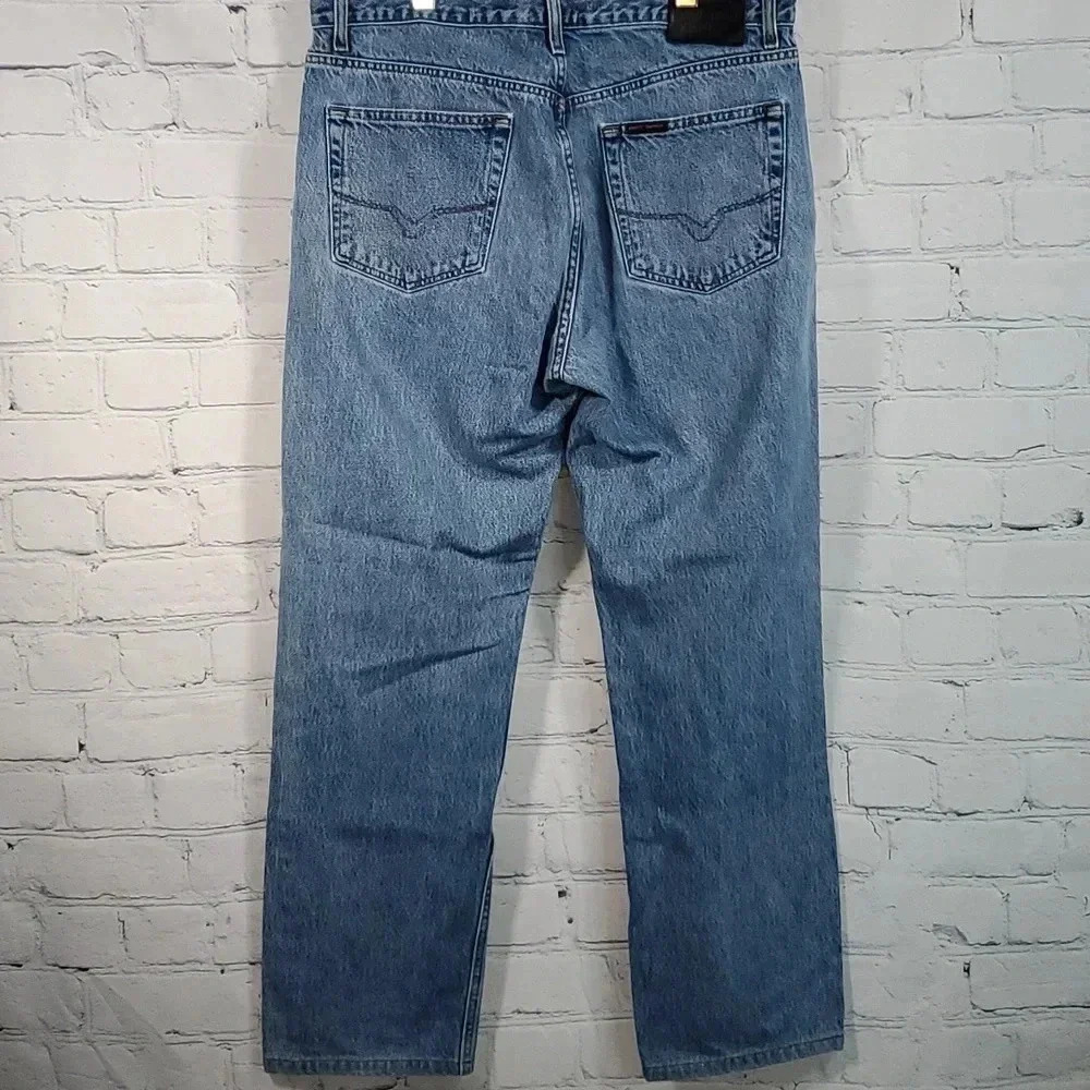 Harley Davidson Genuine Motorclothes Blue Straight Leg Jeans Mens Zip Size 36x32